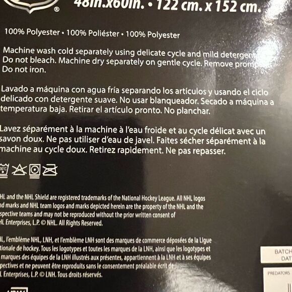 Predators NHL, Large 48"x60" Super Soft Fleece faux mink reverse Throw Blanket - Picture 6 of 6